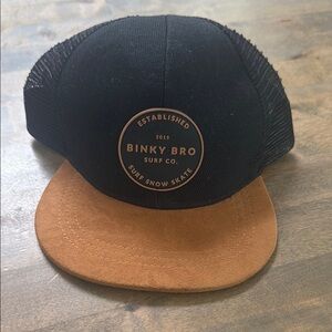 Binky Bro Surf Co. Black & Brown Suede Brim Trucker Hat